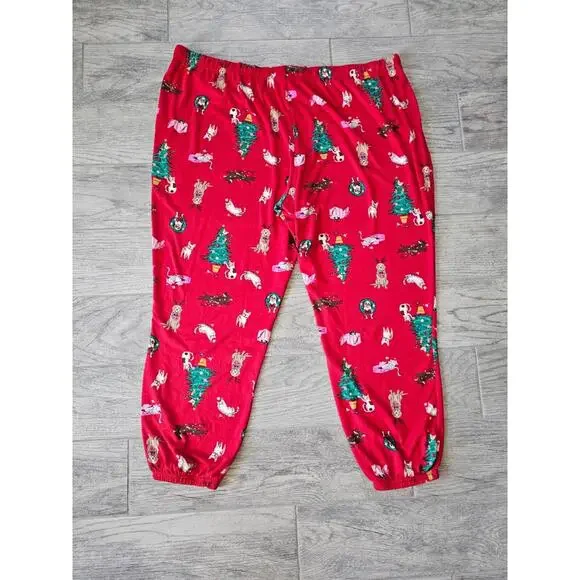 New Women's Joyspun Christmas Pajama Pants Dogs Cats Elastic Waist SZ 3X 22W-24W - Picture 8 of 11